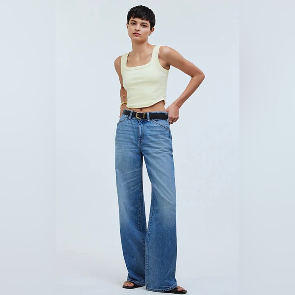 Madewell The Tailored Crop Tank in Sleekhold - Size MEDIUM in WHITE